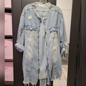 Highway Jeans Light Blue Denim Distressed Jacket